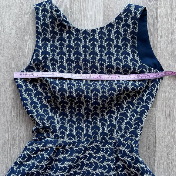 Zara Basic XS Embroidered Blue & Gray Backless Fit & Flare Dress - Picture 8 of 11